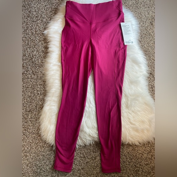lululemon athletica Pants - Lululemon Base Pace High Rise Fleece Tight 28" Size 8 WLDB Wild Berry New